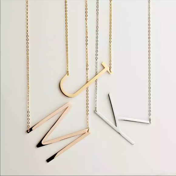 Large Initial Letter “M” Rose Gold Necklace - Picture 4 of 4